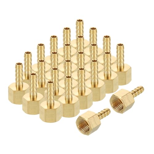 Rebower 25 Pack Brass Hose Barb to NPT Female Adapter, 1/4