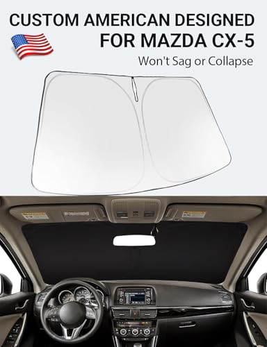 Image of Proadsy 2026 Upgrade Windshield Sun Shade Custom Fit CX-5 2013 2014 2015 2016 CX5 Front Sunshade Protector Foldable Sun Visor Blocks UV Rays Keep Car Cooler