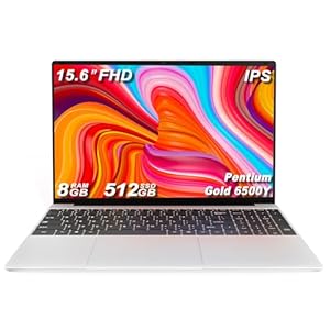 Computadoras portátiles de 15.6 pulgadas con procesador dorado 6500Y (hasta 3.4 GHz) 8 GB de RAM 512 GB SSD 1080P FHD IPS pantalla computadora con reconocimiento de huellas dactilares, tipo C, WiFi5
