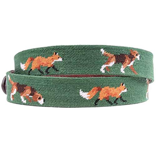 Fox and Hound Needlepoint Belt in Hunter Green by Smathers & Branson3