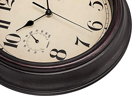 Lumuasky 12-Inch Indoor Outdoor Retro Silent Non-Ticking Waterproof Wall Clock With Thermometer Battery Operated Quality Quartz Round Clock Wall Decorative For Patio Home #TOP3