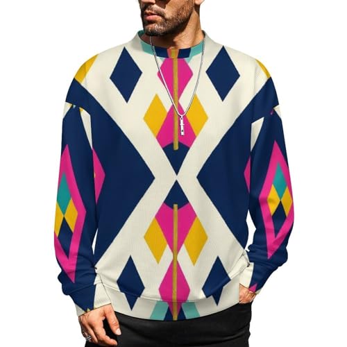 MoBlinko Sweaters for Men Orange White Splash Mens Crewneck Sweater Long Sleeve Lightweight Pullover