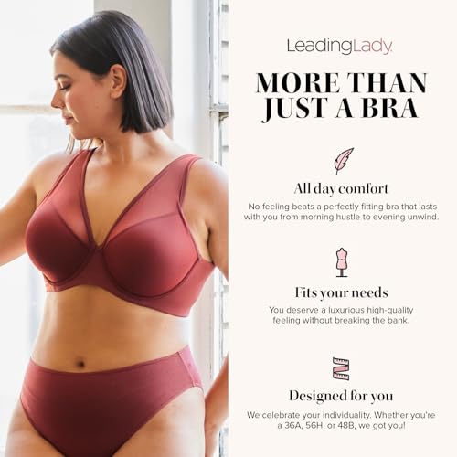 LEADING LADY, The Jolene, Underwire Plunge Bra, Mesh Overlay, Full Coverage, Contoured Foam Cups, Light Padding, T-Shirt Bra3