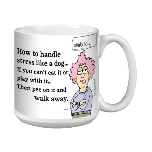 Get Discount Offer Aunty Acid Funny Extra Large Mug, 20-Ounce Jumbo Coffee Cup, Hilarious Gag Gift for Dog Lovers, Women, Men, Dog Stress XM27855 - Tree-Free Greetings
