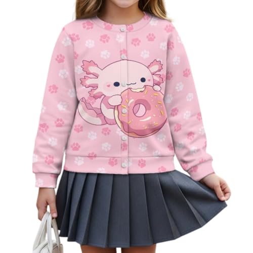 Image of Girls Cardigans Sweater Long Sleeve Crew Neck Button Down Sweaters School Outerwear for Kids Fall Winter Tops