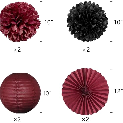 Image of Maroon Graduation Party Decoration Class Banner Hanging Pom Poms Flowers High School College Grad Supplies