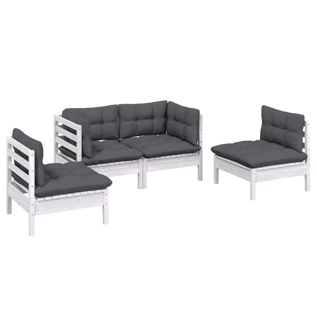 Meubles de terrasse en pin massif pour aménager un salon de jardin 4 pcs