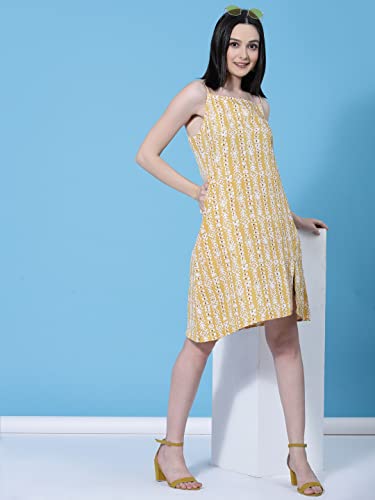 Image of OOMPH! Women's Fit And Flare Mini Sleeveless Floral Beach Dress For Slipon