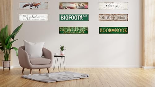 Aimlayton Bigfoot Blvd Metal Sign 4x16in Funny Rustic Plaque for Cabin Road Outdoor Adventure Wall Art