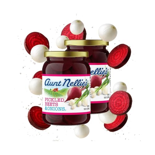 Aunt Nellie’s Pickled Beets &amp; Onion | Tangy, Earthy, Sweet and Delicious | Deep Vibrant Ruby Red-Purple | Grown &amp; Made in USA | Smoothies, Salads, Side Dishes (16 oz, 2-Pack)