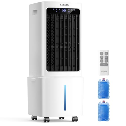 LEENON 9L Portable Air Conditioner Air Cooler Fan with 3 Speeds 35dB Quiet Cooling Fan with Wheel Energy-Saving Evaporative Air Cooler for Bedroom & Home Office Kids & Pet Friendly