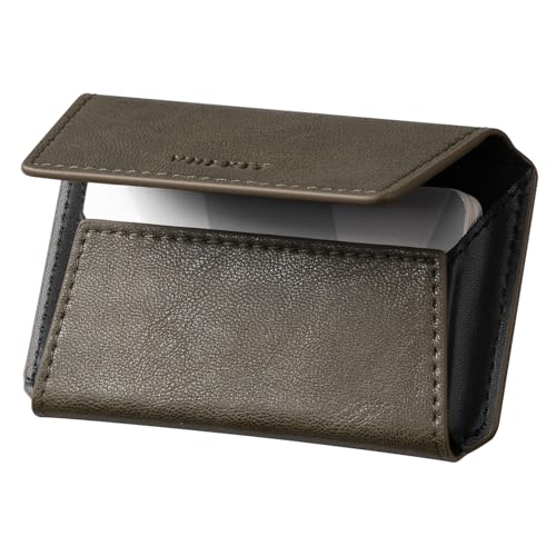 VULKIT Leather Business Card Holder Case for Men Slim Pocket Business Card Wallet Name Card Case Holder Holds 20 Business Cards Olive 0.55 x 2.67 x 4.25 inches Slim