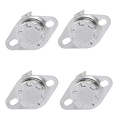 AopinサーマルコントロールスイッチKSD301ノーマルクローズNC220度250V16Aトーストオーブンサーモスタット温度スイッチ-度4個