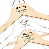 Personalized wedding hanger, custom engraved wooden Mr. & Mrs. groom & bride hanger for wedding dress & suit, bridesmaids gowns hanger for bridal party