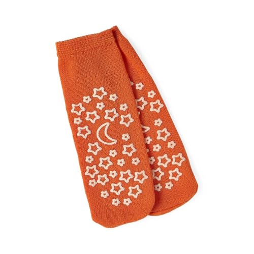 Medline Double-Tread Patient Slippers, Terry Inside, Glow-in-the-Dark Orange, Child, 48 Pairs per Case