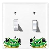 WIRESTER Double Gang Toggle Light Switch Plate/Wall Plate Cover - Green Frog