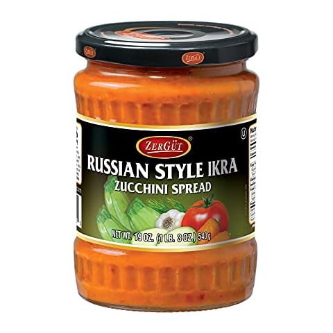 Zergut | Zucchini Spread | Russian Style Ikra | Plant-Based Spread | Kosher | Vegan | No Artificial Colors, Additives, or Preservatives |19oz / 540g Jar Cover