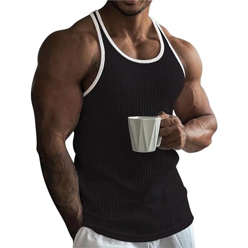 Uomo Palestra Canotta Sportive Traspirante Allenamento Tank Top Fitness Bodybuilding Palestra Canotte Stringer Senza Maniche Aderente Canottiera Cotone Elasticizzato Ad Asciugatura Rapida Vest