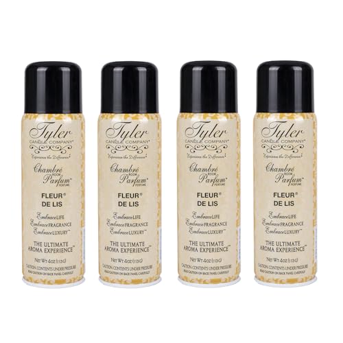 Tyler Candle Company 43161 FLEUR DE LIS 4 ounce Bathroom Scent Spray, Pack of 4