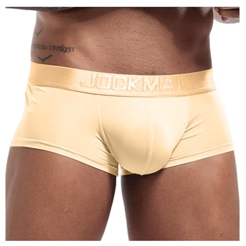 Boxershorts Herren Atmungsaktiv Unterhosen Trunk Eisseide Boxer Briefs Clubwear Unterwäsche Herren Boxershorts Herren Sexy Unterhosen Männer 1 Per Pack - Beige, M