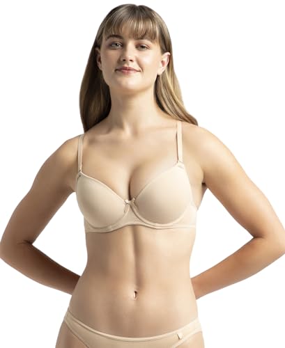 Image of Jockey 1245 Women's Under-Wired Padded Super Combed Cotton Elastane Stretch Medium Coverage Multiway Styling T-Shirt Bra with Detachable Straps