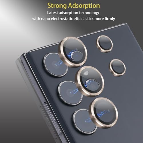 Image of Camera Lens Protector Compatible with Galaxy S24 Ultra | 9H Tempered Glass Camera Lens Guard | HD Clear Scratch Resistant Lens Cover | Case Friendly | Easy Installation Gold