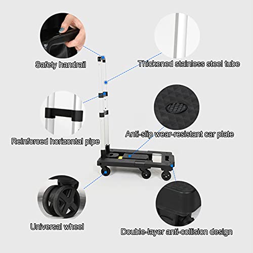 Carretilla plegable HUAHUA 60kg capacidad 4 ruedas negra miniatura 3