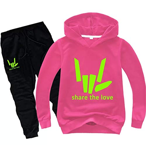 Lanberin Kids Child Share The Love Hooded Sweatshirts and Sweatpants Set-Toddlers 2 Pieces Long Sleeve Hoodies Outfit(2T-14Y)