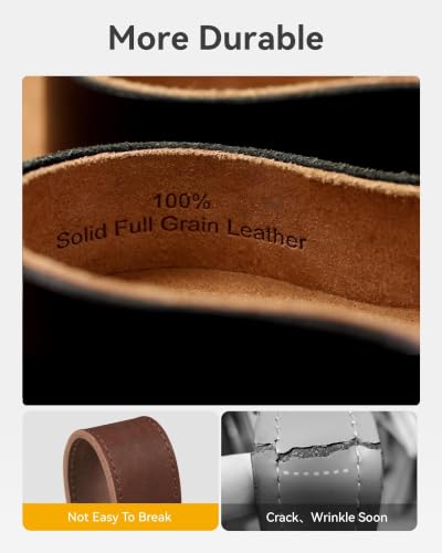 Image of CHAOREN Ratchet Belt Men - 1 3 /8'' Mens Belt Leather for Casual Jeans | Smooth Sliding Track, Micro-adjustable, Trim to Fit, Daily Wear, Gift Box