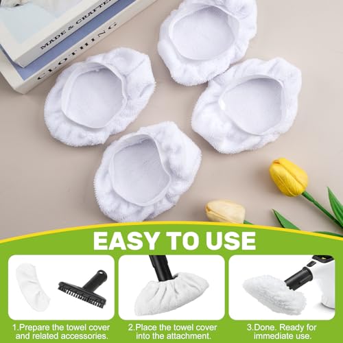 10 Stück Universelle Wiederverwendbare Dampfreiniger Ersatzpads, Mikrofaser Ersatz-Tücher für Hand Dampfreiniger - Waschbare Dampfwischpads für Boden, Wand & Kleidung