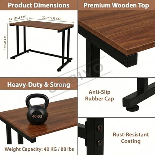 Image of I-Series Microwave Oven Stand for Kitchen Microwave Stand for Kitchen Platform Wooden Top Metal Frame OTG Stand 40 kg Rust-Resistant 58x35.5x41 cm