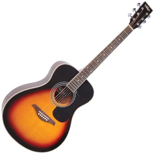 Vintage V300 Guitare folk acoustique ~ Vintage Sunburst - Les Beatles, Paul McCartney, John Lennon, RIngo Starr, George Harrison Vintage V300 Guitare folk acoustique ~ Vintage Sunburst