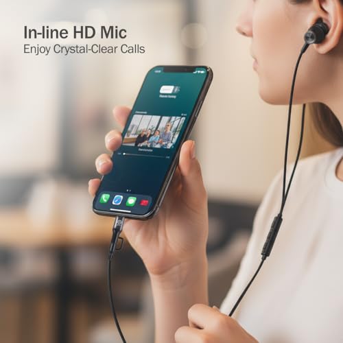 Image of pTron Boom Play X5 in-Ear Wired Earphones w /Type-C & 3.5mm Aux Connectors, 10mm Drivers for Pristine Sound, HD Mic for Clear Calls, in-line Controls,1.2m Tangle-Free Cable & Wide Compatibility (Onyx)