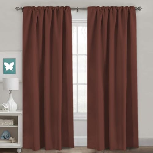 Image of H.VERSAILTEX Blackout Curtains Thermal Insulated Window Treatment Panels Room Darkening Blackout Drapes for Living Room Back Tab /Rod Pocket Bedroom Draperies (2 Panels, Rust, 52 x 84 Inch)
