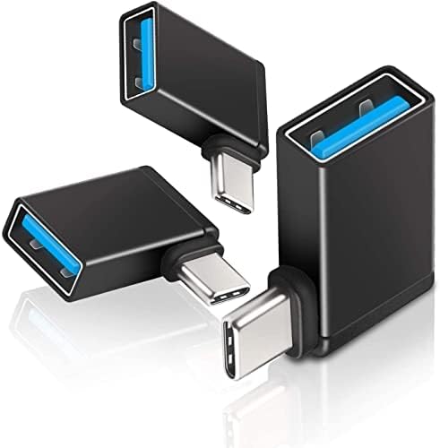 UseBean Right Angle USB C to USB Adapter(3-Pack), Aluminum 90 Degree USB-C to USB 3.0 Converter,Thunderbolt 3 to USB A Female Connector,Type C OTG for MacBook Pro 2020, iPad Pro,Samsung Notebook 9
