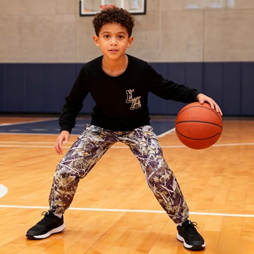 Image of Boy Clothes Plant Camouflage Pants LA Letter Print Top Sweatsuit Fall Boys Outfits Set