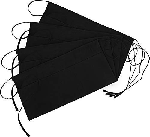Utopia Wear 4 Pack 3 Pockets Waitress Apron 24 x 12 Inches Waist Aprons for Home and Kitchen Black