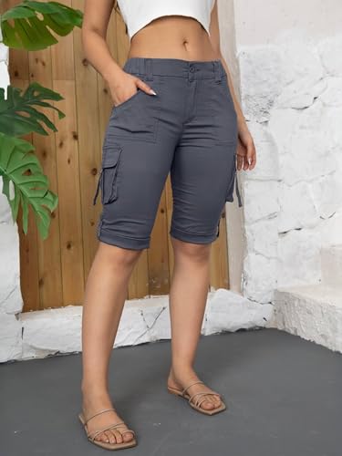 Flamingals Hiking Shorts for Women Flap Pocket Design Bermuda Cargo Shorts 2025 Trendy4