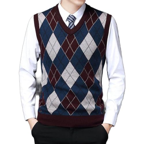 Suéter sin mangas de punto clásico y diseño retro elegante masculino