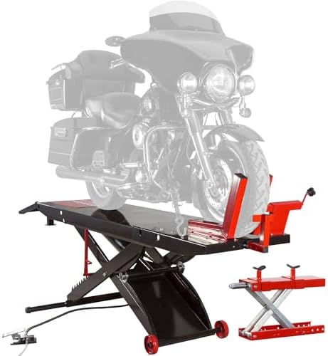 Black Widow Motorcycle Lift Table, Pneumatic, 1,500 lb, ProLift, 31.25" H, Jack, Black Widow