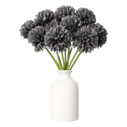 sourcing map 10pcs Artificial Chrysanthemum Ball Flowers Faux Chrysanthemum Flowers Bouquet Silk Fake Mum Flower for Home Garden Wedding Party Decoration, Grey