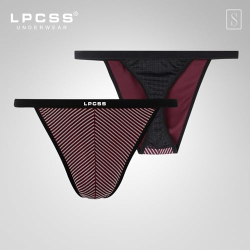 Men's Modal Thong Underwear – Breathable Striped T-Back with Ice Silk Mesh Panel S6102