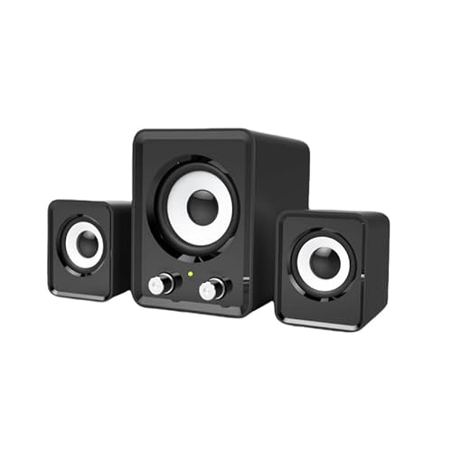 WMQ 2.1 PC Speakers with Subwoofer, Desktop Computer Speakers Gaming, Speakers for Monitor, Stereo Speaker Set, 3.5mm Aux, USB Powered, Volume Control,Black