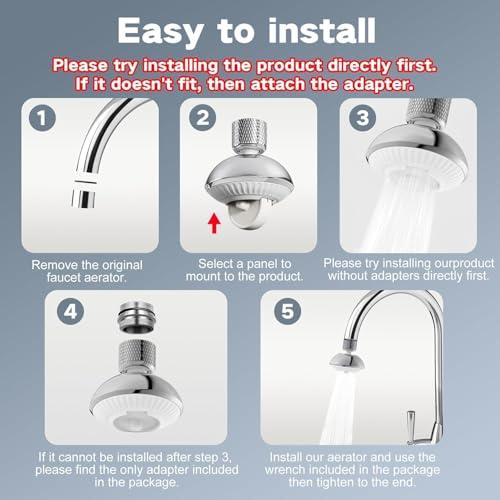 Image of ALTON ALD870, ABS, 2-Function, Anti-Clogging Tap Extender, Chrome | 360 Degree Rotation, Kitchen Faucet Sprayer, Fits F22, M24 mm taps | for Kitchen Sink