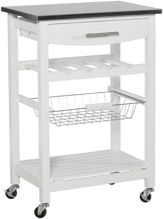 Linon Brooks - Carrito de cocina blanco