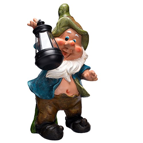 Figurine, nain nain de jardin grand Lutin avec nf11064 Lampe solaire de jardin hauteur de 36 cm, jardin, Figurine, Décoration, nain nain avec LED lampe solaire, beau et aufwendig travaillé, décoration Figurine pour l'intérieur et l'extérieur, polyrésine, décoration de jardin, statue de jardin, photophore