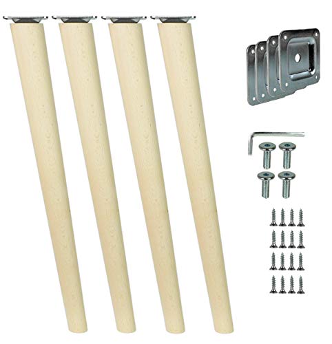 woplus 4X Holzfüße Möbelfüße Sofafüße Buche Holzbeine schräg Länge 45cm Buche Holz Oberfläche sauber (Schräg [45 cm]) woplus_de