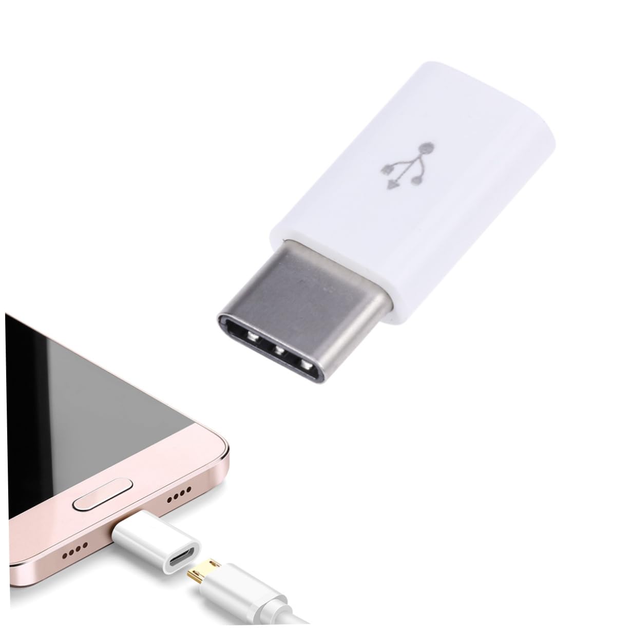 Mikikit Micro USB C to Type-c Adapter: Universal Micro USB Female to Type C Male Convert Connector USB Type C Adapter Convert Connector(White)