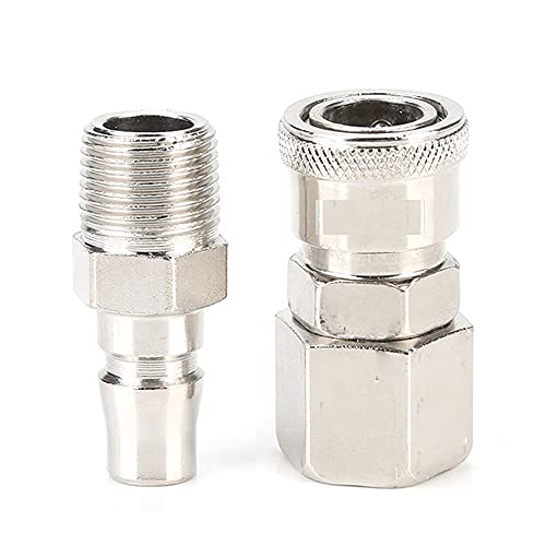 Image of Pneumatic Quick Connector PM20 + SF20 1 /4 BSP Aluminium QRC Air Line Hose Quick Fittings Coupler (Silver)[Male x Female]