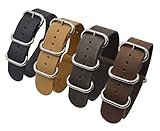 ArtStyle Vintage Crazy Horse Leather Watch Band with Double Sides Leather Watch Strap